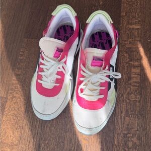 Puma Women's Pink, White, and Black Sneakers